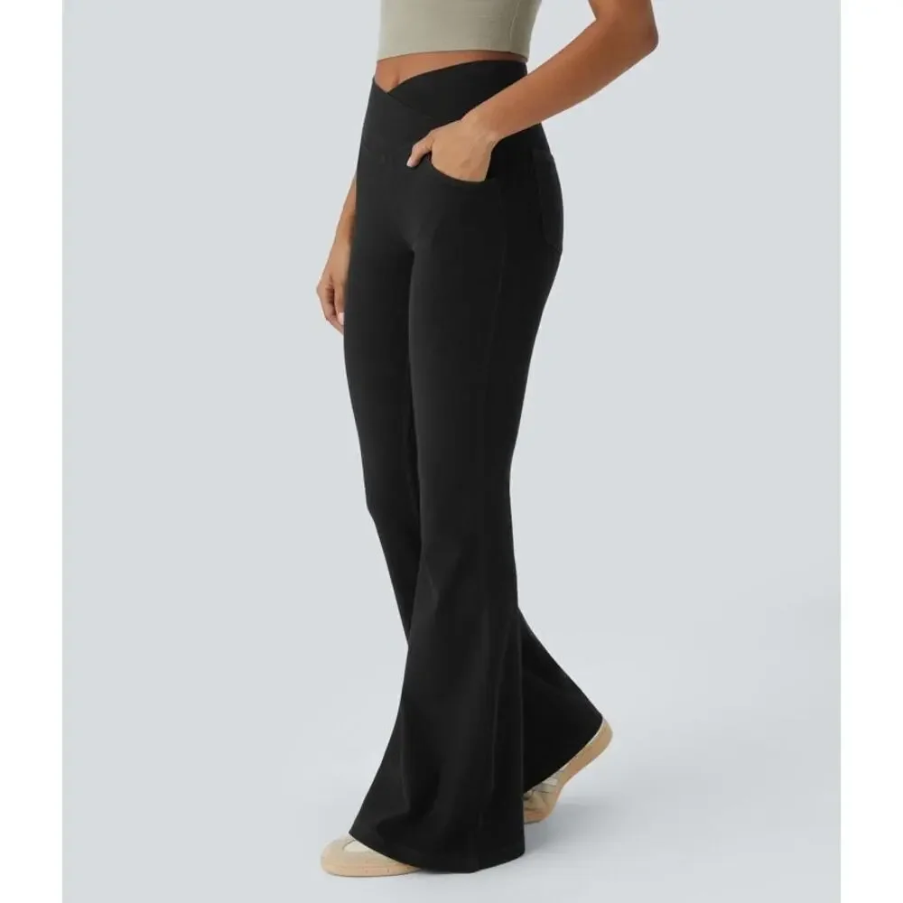 Halara Crossover High Waisted Flare Pants Black Graphite Size XS Regular‎ NEW!